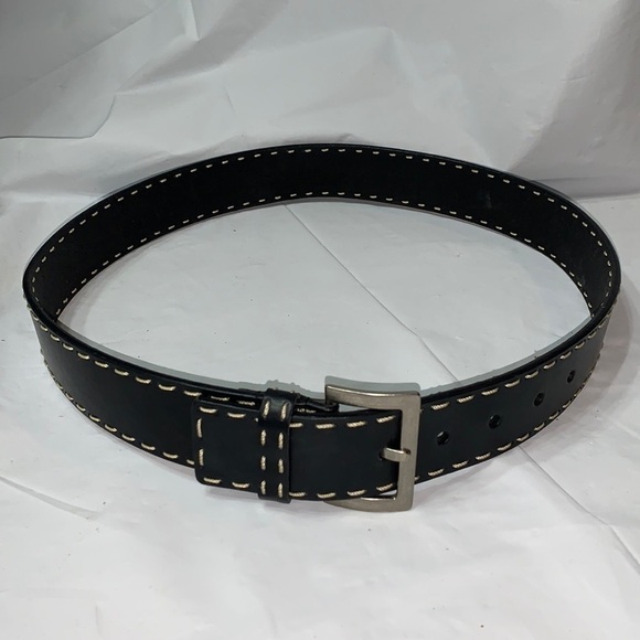 FOLLI Follie Black Bonded leather Belt with silver buckle Size M/L - Picture 1 of 7